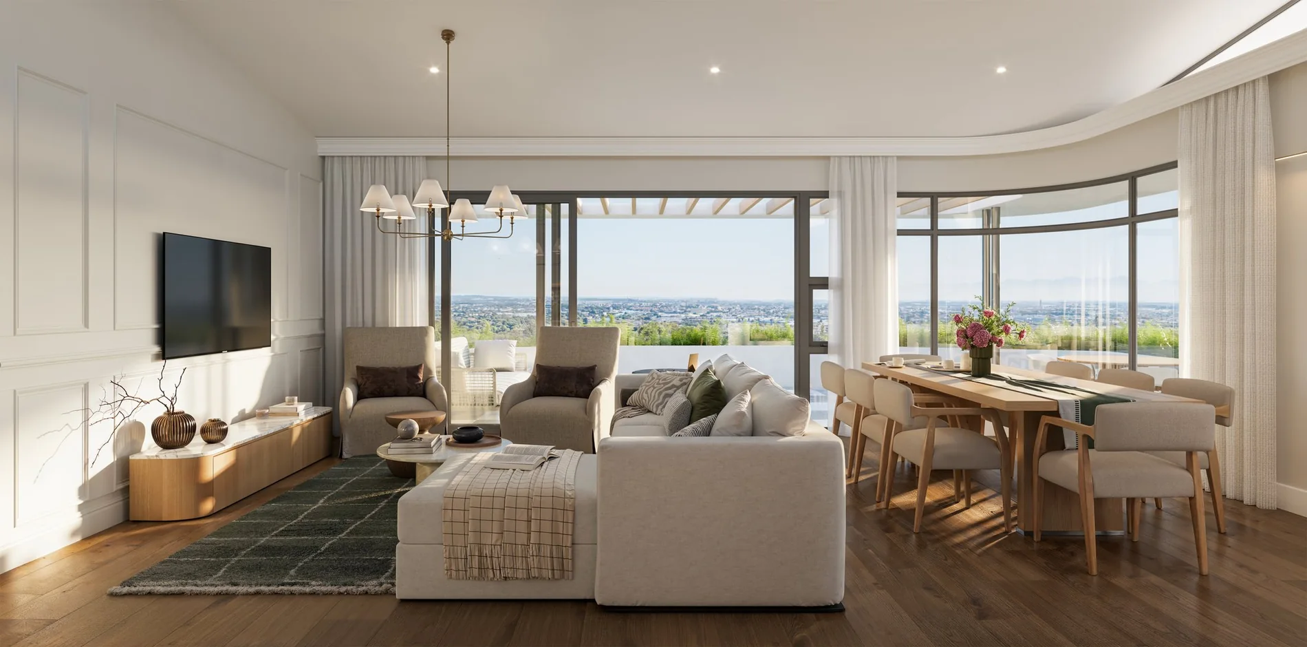 A private residence living and dining area at The Lakes